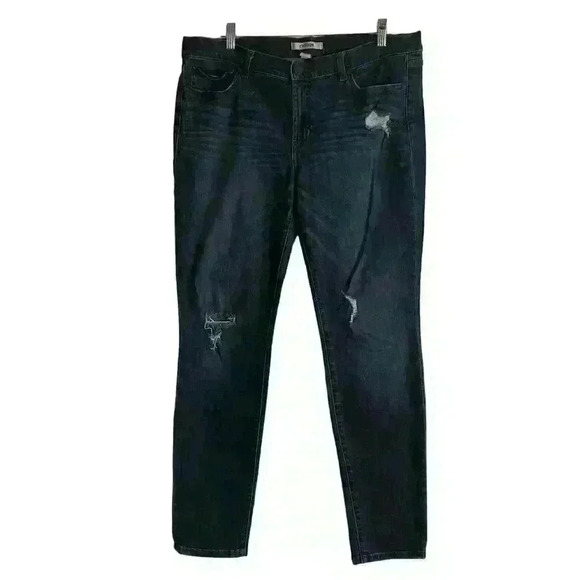 Refuge Woman's Distressed Dark Wash Mid Rise Jeans- Size 14 - Picture 1 of 9